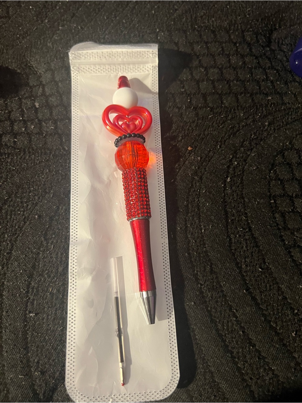 Red Decorative Heart Ballpoint Pen - Sparkling Home Office Accent